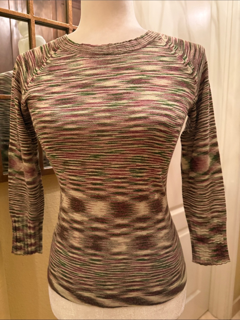 Parallel Multicolor Striped Crewneck Lightweight Knit Top Small NEW